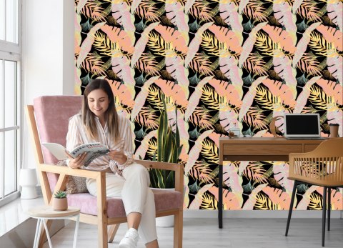 Tapeta Kolorowe Egzotyczne Liście