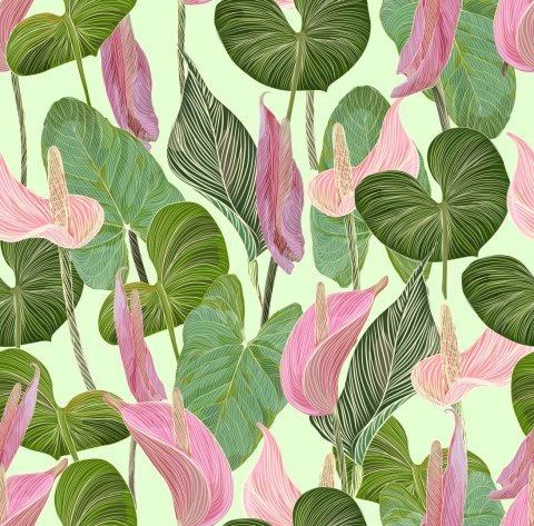 Tapeta Kolorowe Liście I Kwiaty