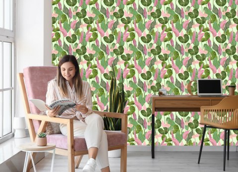 Tapeta Kolorowe Liście I Kwiaty