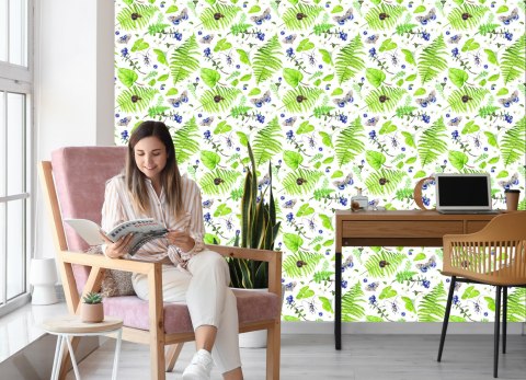 Tapeta Paproć Z Motylami