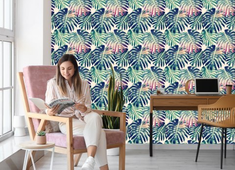 Tapeta Retro Liście Monstery