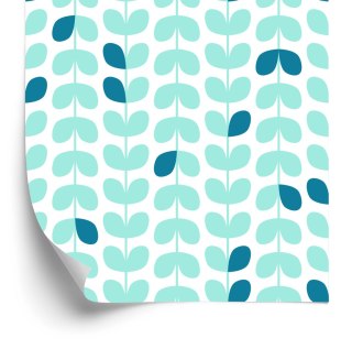 Tapeta Turkusowe Liście W Stylu Skandynawskim