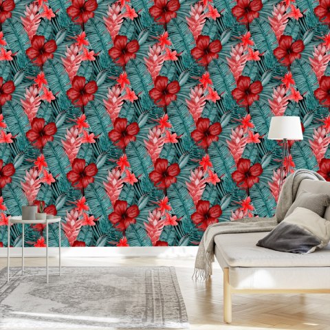 Tapeta Egzotyczne Kwiaty I Liście