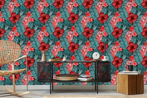 Tapeta Egzotyczne Kwiaty I Liście