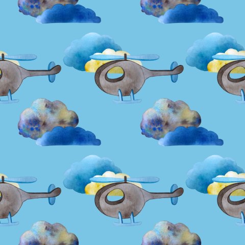 Tapeta Kolorowe Helikoptery Malowane Akwarelą