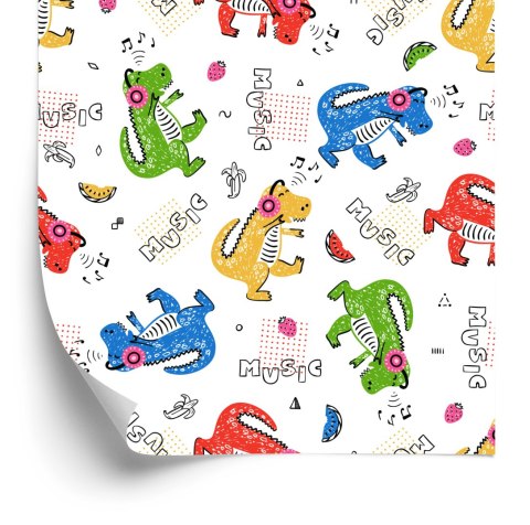 Tapeta Kolorowe Krokodyle, Nuty, Do Pokoju Dziecka Tapeta Kolorowe Krokodyle, Nuty, Do Pokoju Dziecka