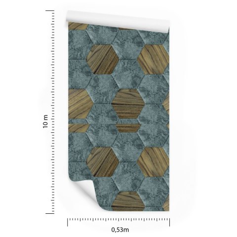 Tapeta Wzór Beton Drewno 3D