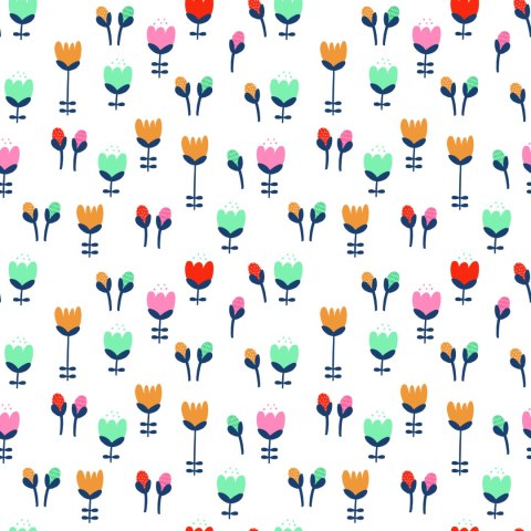 Tapeta Dla Dzieci, Tulipany W Stylu Skandynawskim Tapeta Dla Dzieci, Tulipany W Stylu Skandynawskim