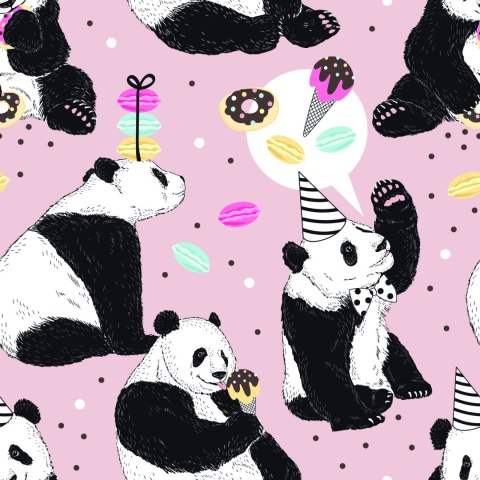 Tapeta Dla Dzieci - Panda I Słodycze