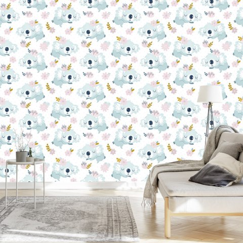 Tapeta Misie Koala Kwiaty