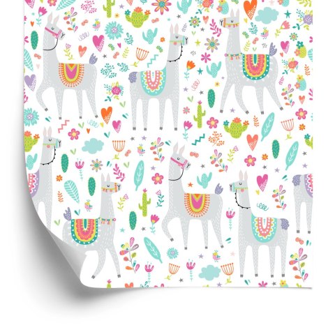 Tapeta Do Pokoju Dziecka, Lamy, Kaktusy, Kwiaty Tapeta Do Pokoju Dziecka, Lamy, Kaktusy, Kwiaty