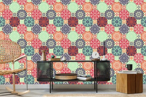 Tapeta Kolorowe Ornamenty W Stylu Retro