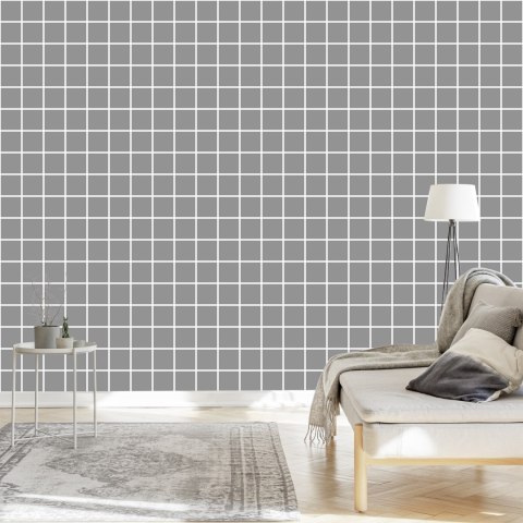 Tapeta Nowoczesna Minimalistyczna Szaro - Biała Krata Tapeta Nowoczesna Minimalistyczna Szaro - Biała Krata