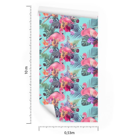 Tapeta Flamingi, Kwiaty, Liście, Natura, Sypialnia