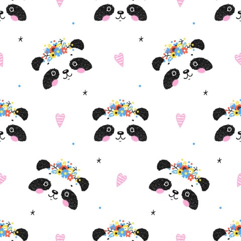 Tapeta Urocze Pandy Z Kwiatami