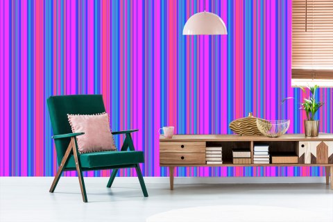 Tapeta W Nowoczesne, Kolorowe Pasy, Salon, Biuro