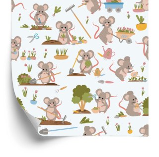 Tapeta Dla Dzieci-Pracowite Myszki W Ogrodzie