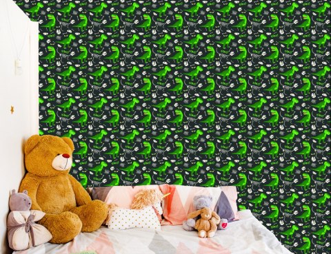 Tapeta Dla Dzieci - Zielone Dinozaury