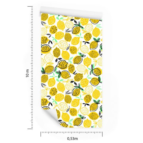 Tapeta Do Kuchni - Cytryny W Stylu Skandynawskim Tapeta Do Kuchni - Cytryny W Stylu Skandynawskim
