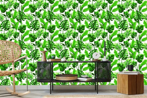 Tapeta Liście Monstera I Palmy