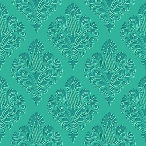 Tapeta Turkusowe Ornamenty - Efekt 3D
