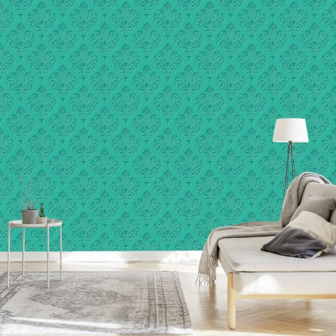 Tapeta Turkusowe Ornamenty - Efekt 3D