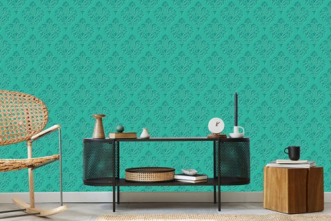 Tapeta Turkusowe Ornamenty - Efekt 3D