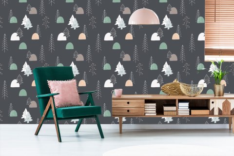 Tapeta Dla Dzieci, Drzewa W Stylu Skandynawskim Tapeta Dla Dzieci, Drzewa W Stylu Skandynawskim