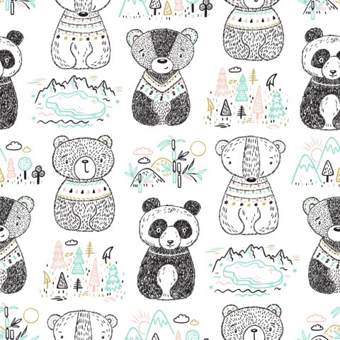Tapeta Misie Panda Drzewa