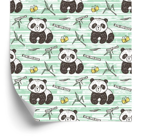 Tapeta Pandy Na Zielonym Tle