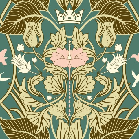 Tapeta Roślinne Ornamenty Retro
