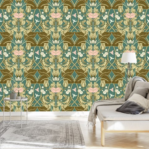 Tapeta Roślinne Ornamenty Retro