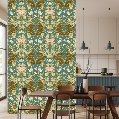 Tapeta Roślinne Ornamenty Retro