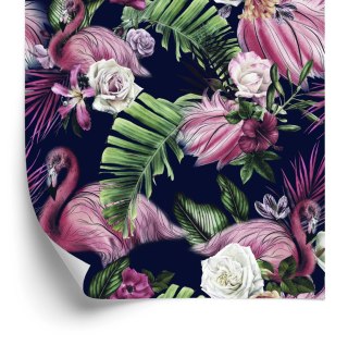 Tapeta Ścienna Do Salonu, Ptaki, Flamingi, Kwiaty
