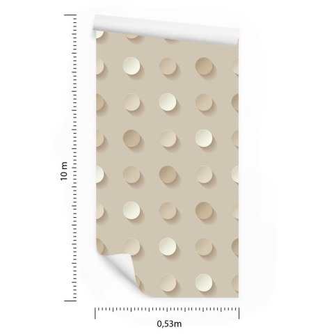 Tapeta Groszki W Odcieniach Beżu - Efekt 3D