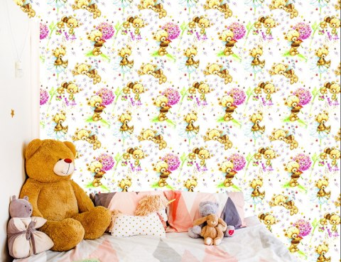 Tapeta Dla Dziewczynek Misie Kwiaty Rośliny Liście Tapeta Dla Dziewczynek Misie Kwiaty Rośliny Liście
