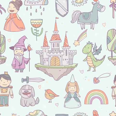 Tapeta Bajkowa Dla Dzieci, Wróżki, Smoki, Pieski Tapeta Bajkowa Dla Dzieci, Wróżki, Smoki, Pieski