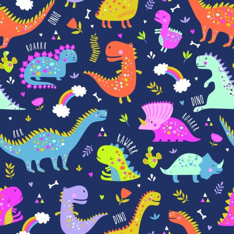 Tapeta Dinozaury Kaktusy Tęcza, Do Pokoju Dziecka Tapeta Dinozaury Kaktusy Tęcza, Do Pokoju Dziecka