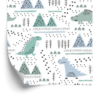 Tapeta Dla Chłopca Dinozaury, Drzewa, Góry
