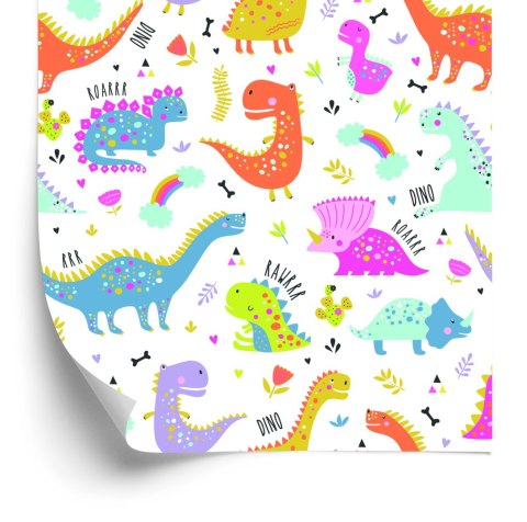 Tapeta Dla Dzieci, Tęcza Chmury Kolorowe Dinozaury Tapeta Dla Dzieci, Tęcza Chmury Kolorowe Dinozaury