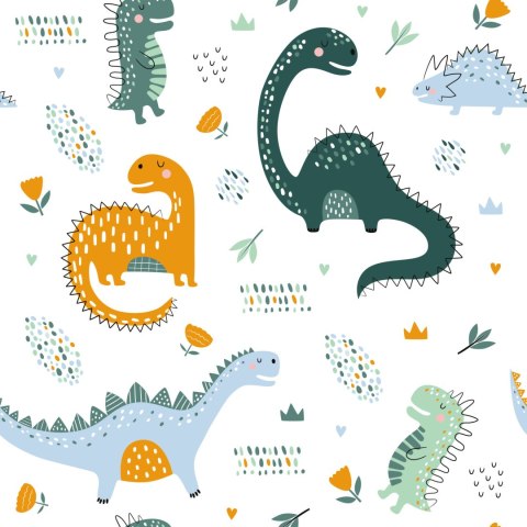 Tapeta Do Pokoju Dziecka Dinozaury, Liście, Kwiaty Tapeta Do Pokoju Dziecka Dinozaury, Liście, Kwiaty