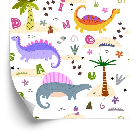 Tapeta Kolorowa Dinozaury Palmy, Do Pokoju Dziecka Tapeta Kolorowa Dinozaury Palmy, Do Pokoju Dziecka