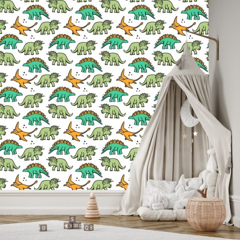 Tapeta W Kolorowe Dinozaury, Dla Dzieci