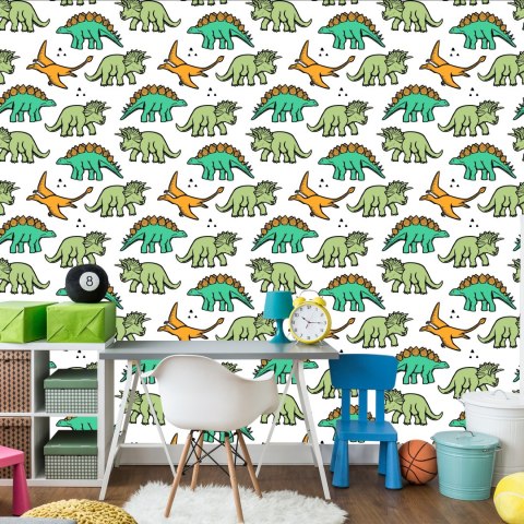 Tapeta W Kolorowe Dinozaury, Dla Dzieci
