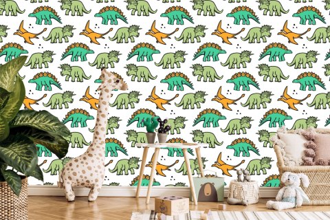 Tapeta W Kolorowe Dinozaury, Dla Dzieci