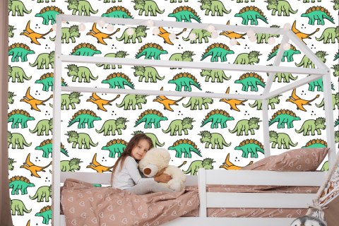 Tapeta W Kolorowe Dinozaury, Dla Dzieci