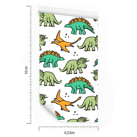 Tapeta W Kolorowe Dinozaury, Dla Dzieci
