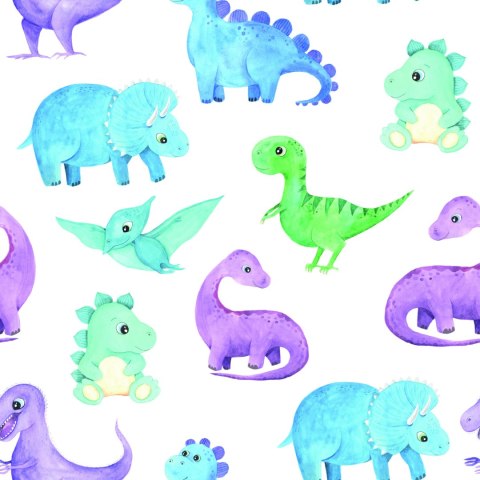 Tapeta W Kolorowe Dinozaury, Do Pokoju Chłopca