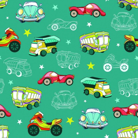 Tapeta Dla Dzieci - Kolorowe Auta I Motocykle