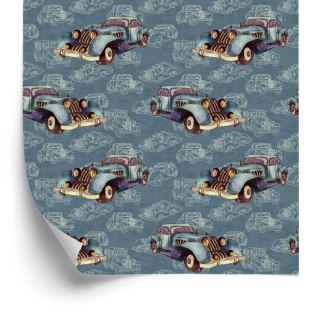 Tapeta Dla Dzieci - Starodawne Auta Malowane Akwarelą W Stylu Vintage